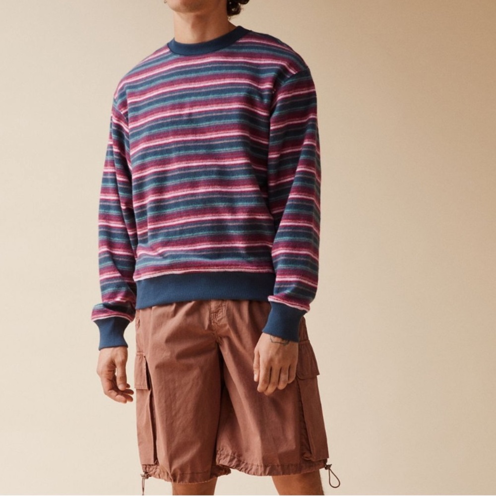 Retro Vintage Inspired UO Reverse Stripe Crew Neck Sweatshirt - Picture 5 of 12